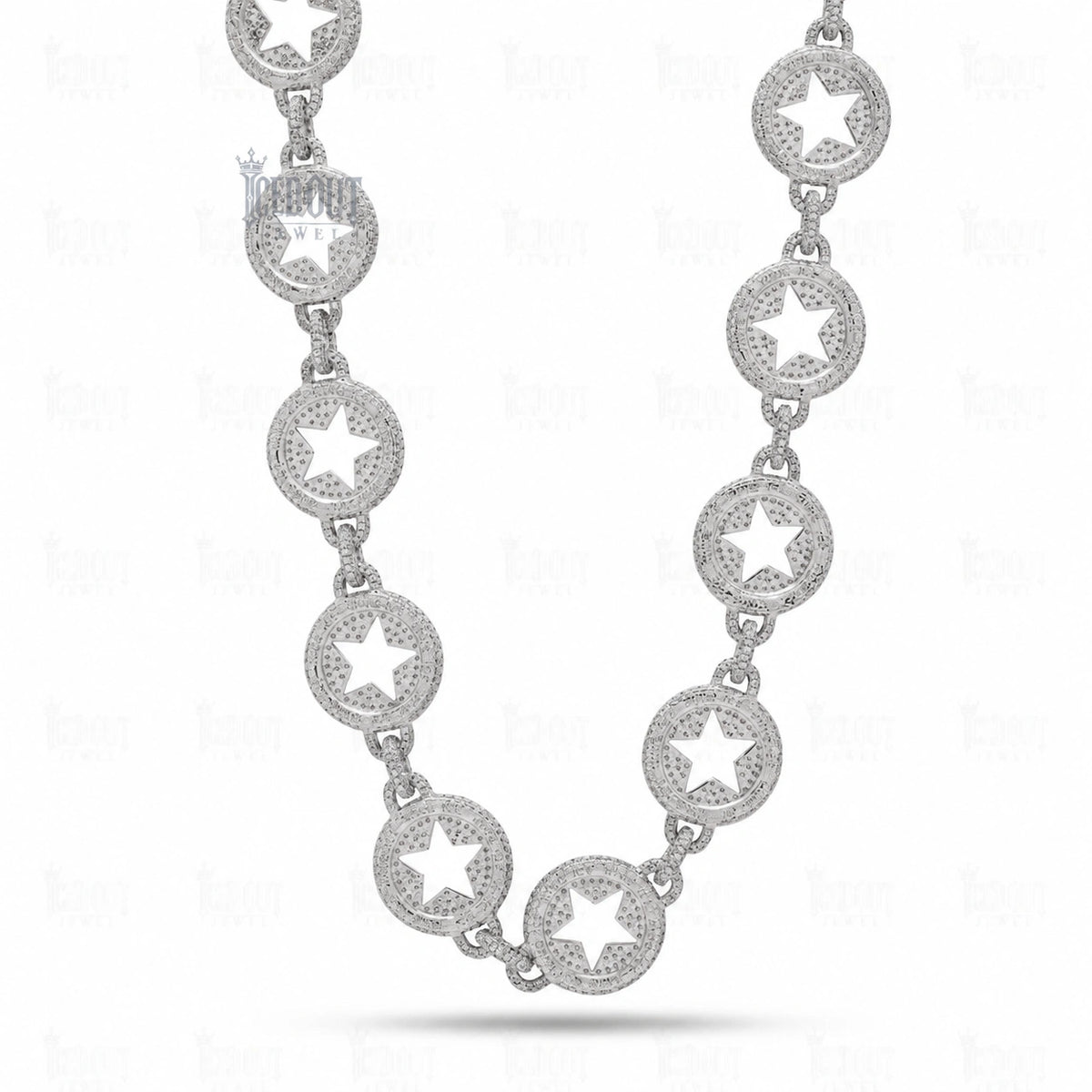 20 MM Circled Star Moissanite Chain In Sterling Silver