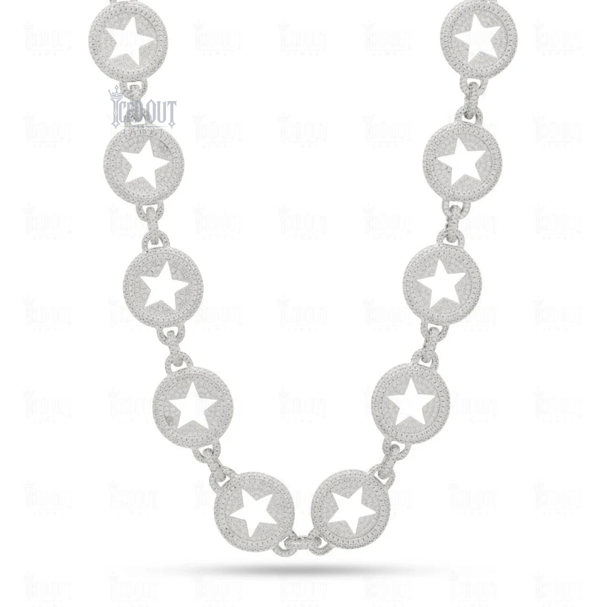 20 MM Circled Star Moissanite Chain In Sterling Silver