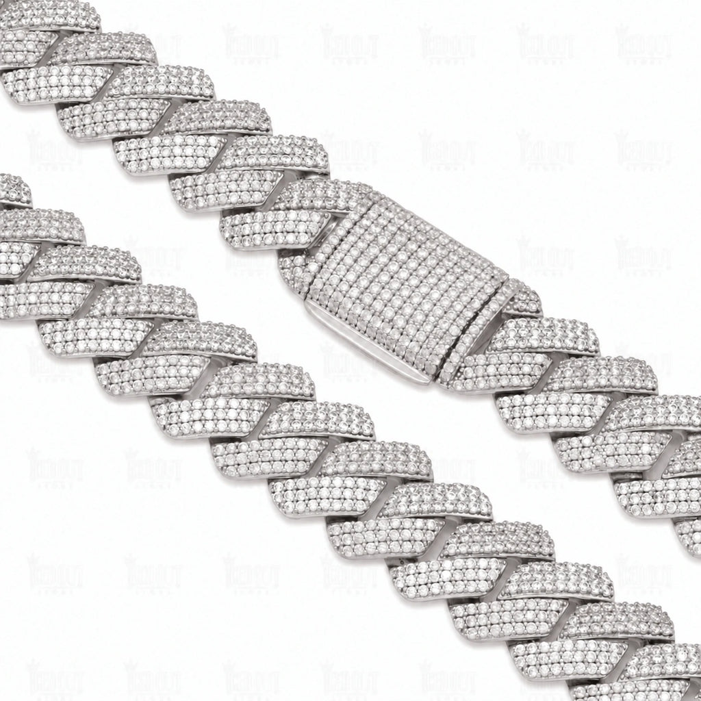 lock view of moissanite cuban link chains