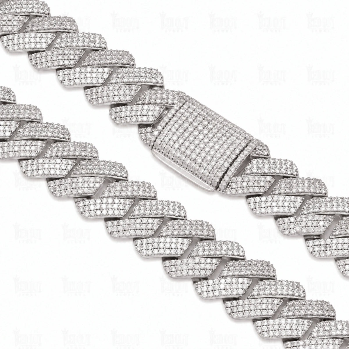 lock view of moissanite cuban link chains