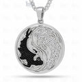 front view of silver medallion necklace​

