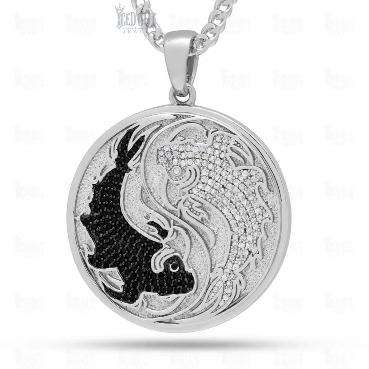 front view of silver medallion necklace​

