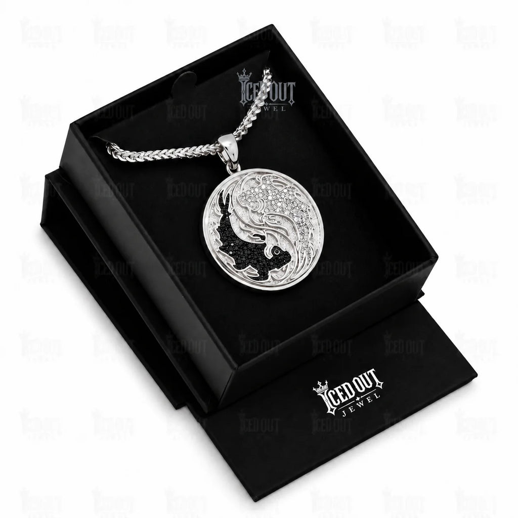 women's medallion necklace​ in box view

