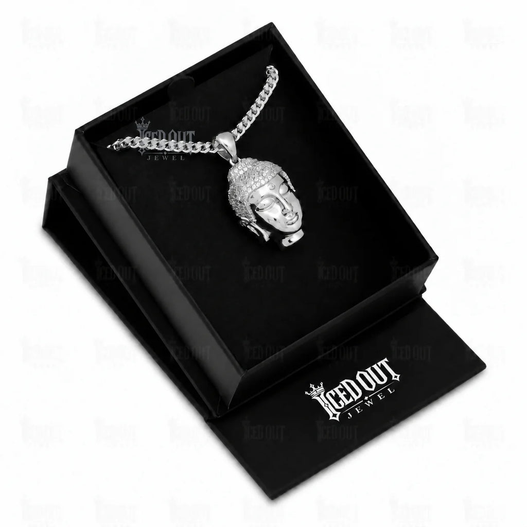 moissanite pendant necklace in box view
