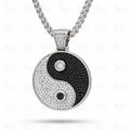 front view of silver medallion necklace