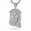  Front view of moissanite jesus necklace