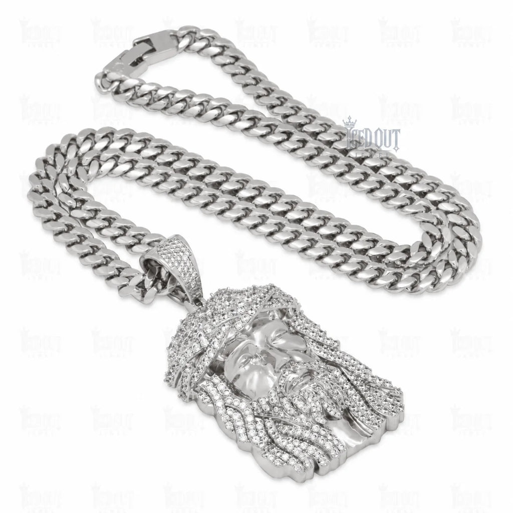 full view of women's moissanite necklace