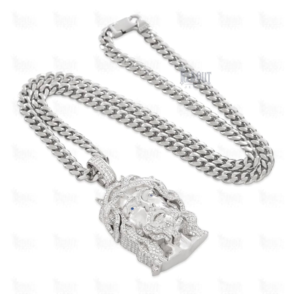 full view of necklace with jesus