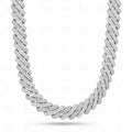 front view of moissanite cuban link chain 925