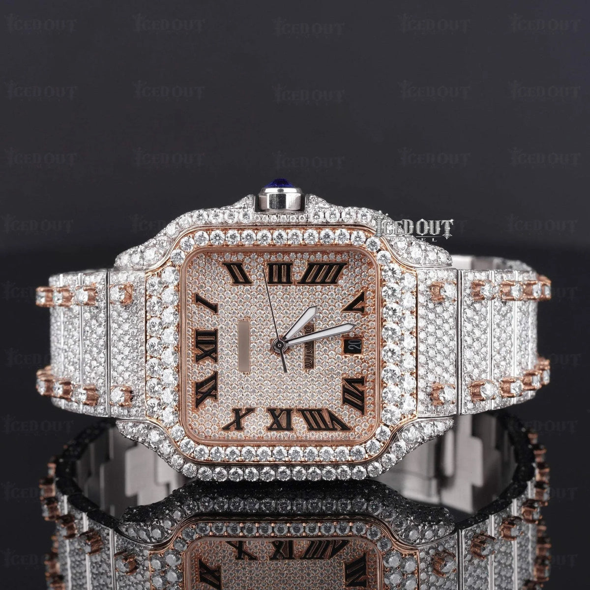 Roman Dial Bust Down Cartier Moissanite Watch
