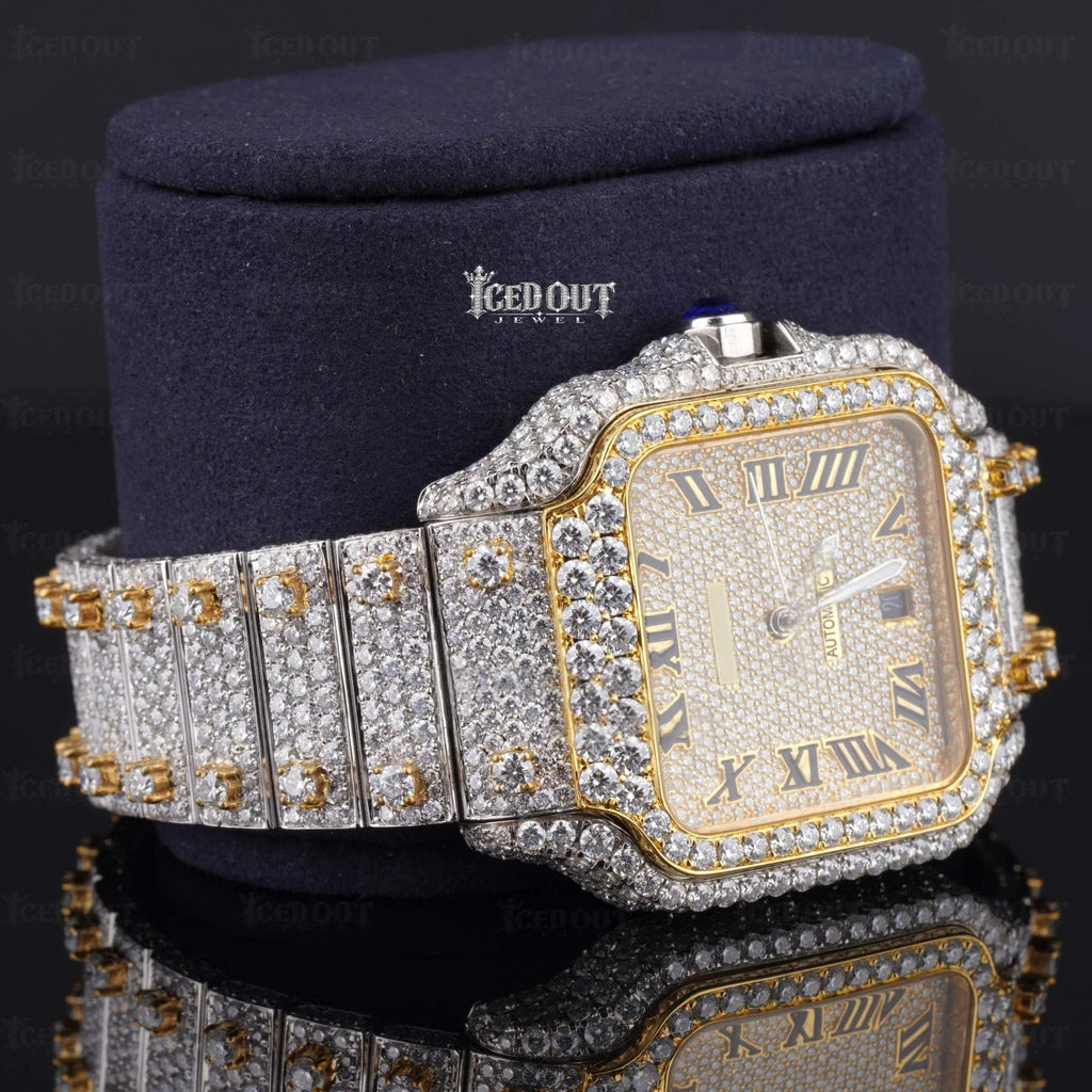 Roman Dial Bust Down Cartier Moissanite Watch