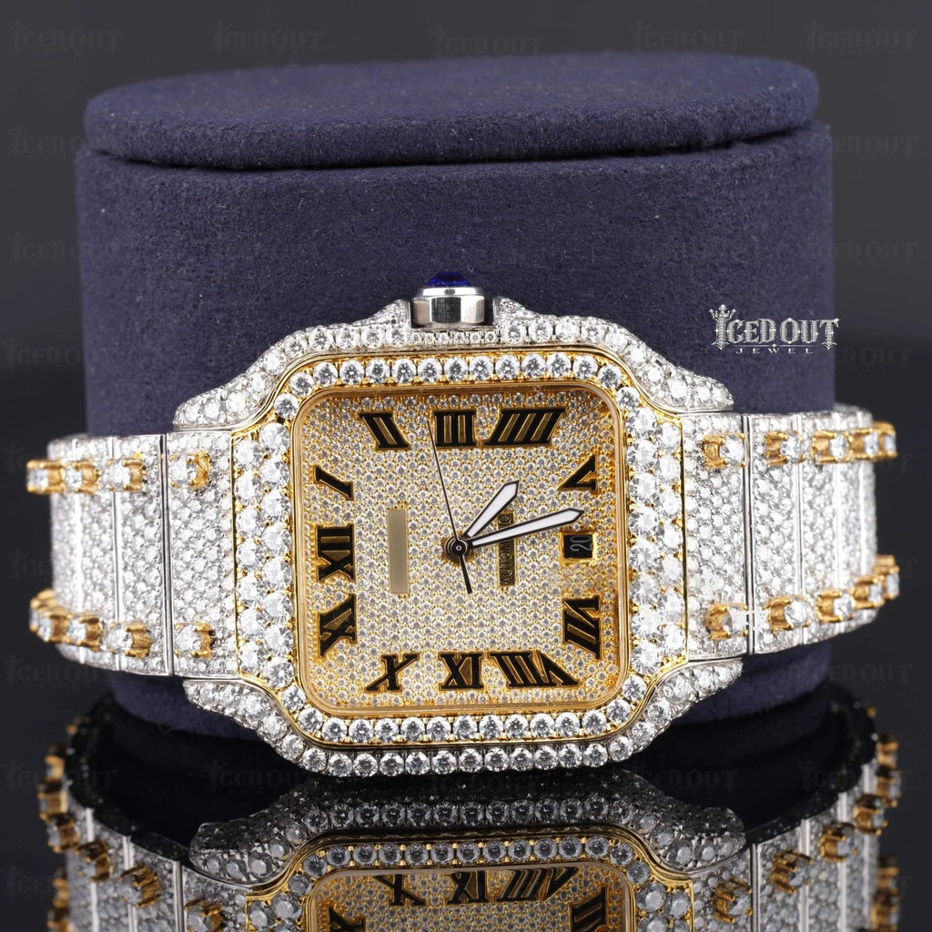 Roman Dial Bust Down Cartier Moissanite Watch