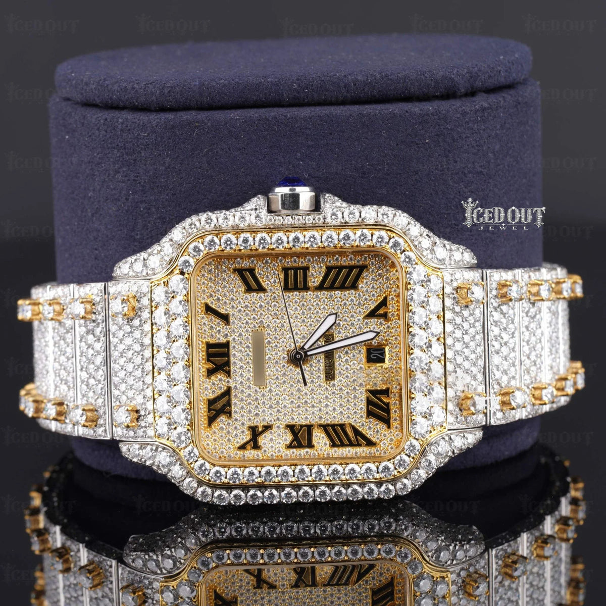 Roman Dial Bust Down Cartier Moissanite Watch